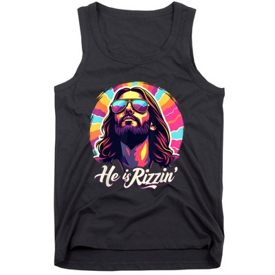 Retro Vintage Jesus Christian He Is Rizzin Jesus Is Rizzen Tank Top