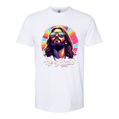 Retro Vintage Jesus Christian He Is Rizzin Jesus Is Rizzen Softstyle CVC T-Shirt