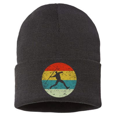 Retro Vintage Javelin Throws Sustainable Knit Beanie