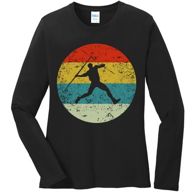 Retro Vintage Javelin Throws Ladies Long Sleeve Shirt