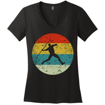 Retro Vintage Javelin Throws Women's V-Neck T-Shirt