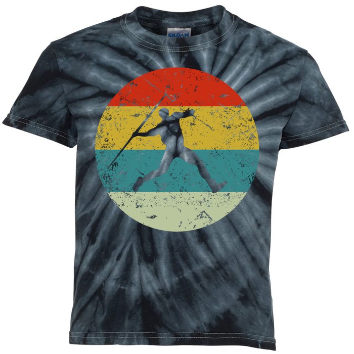 Retro Vintage Javelin Throws Kids Tie-Dye T-Shirt