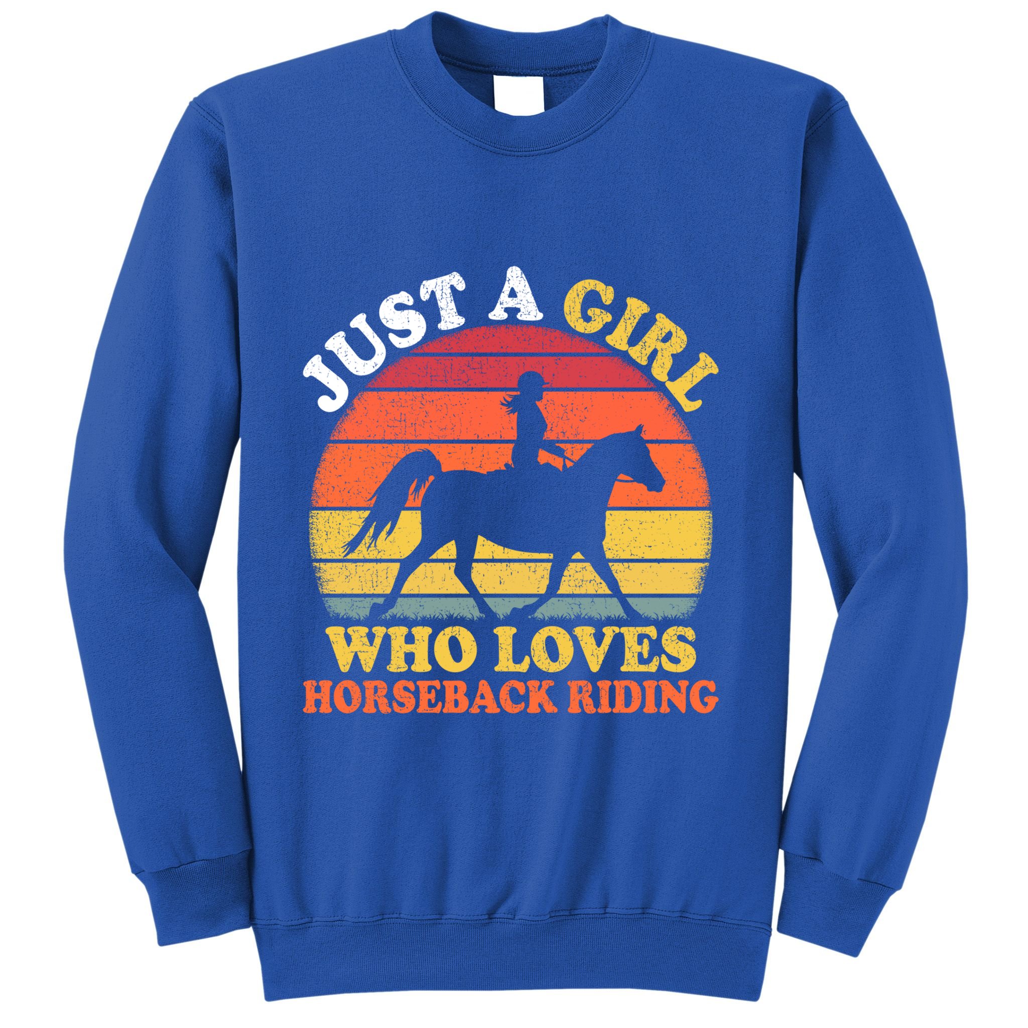 Retro Vintage Just A Who Loves Horseback Riding Gift Sweatshirt