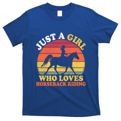 Retro Vintage Just A Who Loves Horseback Riding Gift T-Shirt