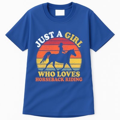 Retro Vintage Just A Who Loves Horseback Riding Gift Tall T-Shirt