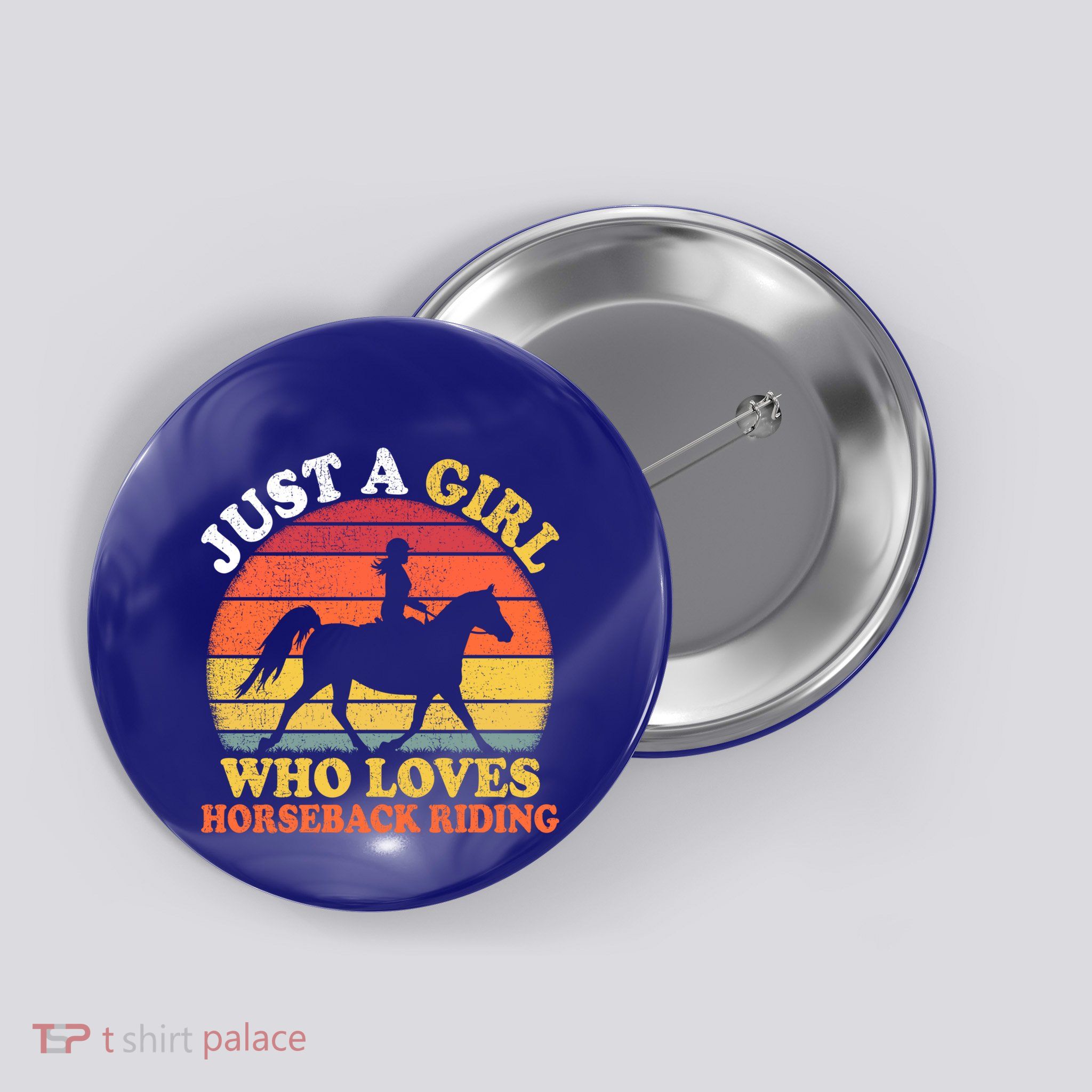 Retro Vintage Just A Who Loves Horseback Riding Gift Button