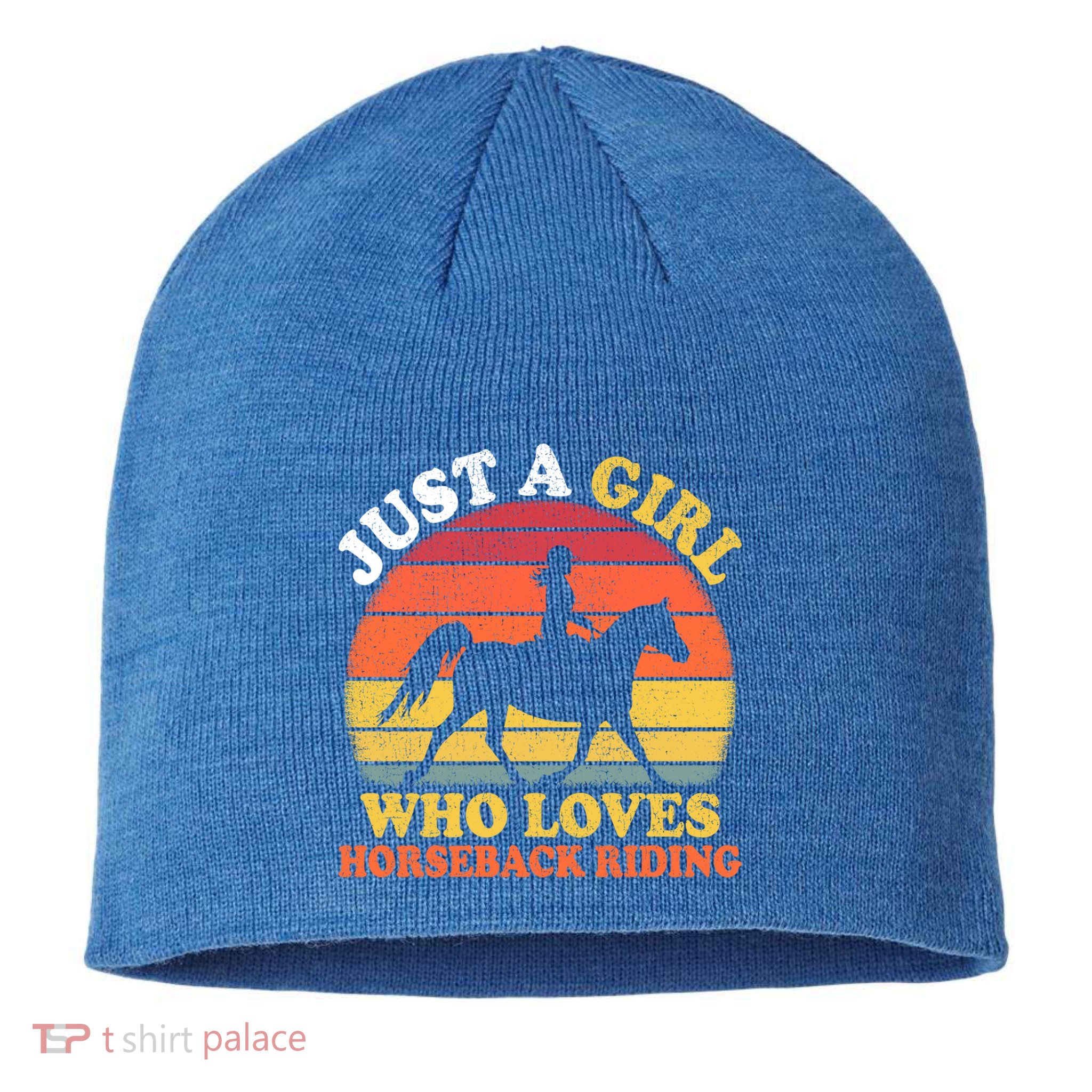 Retro Vintage Just A Who Loves Horseback Riding Gift Sustainable Beanie