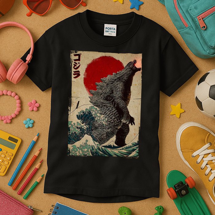 Retro Vintage Japanese Art Legendary Rare Kaiju Kids T-Shirt