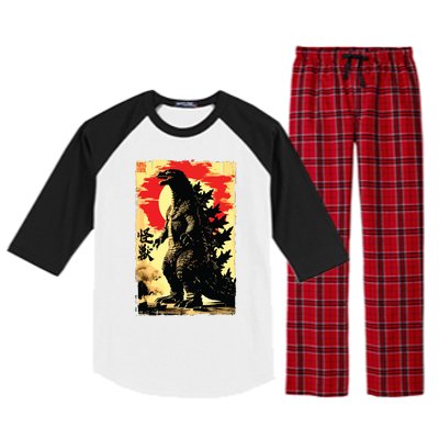 Retro Vintage Japanese Art Legendary Rare Kaiju Raglan Sleeve Pajama Set