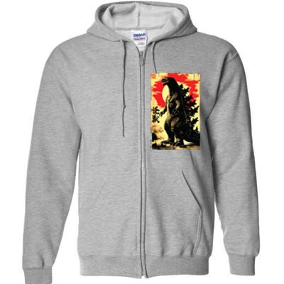 Retro Vintage Japanese Art Legendary Rare Kaiju Full Zip Hoodie