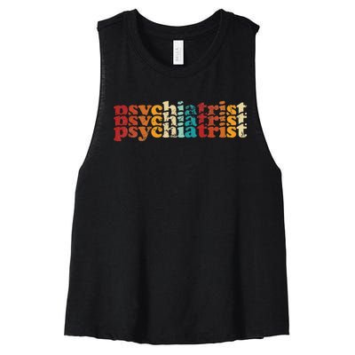 Retro Vintage Job Title Psychiatrist Women's Racerback Cropped Tank