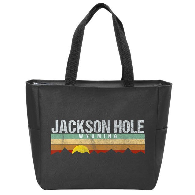 Retro Vintage Jackson Hole Wyoming Zip Tote Bag