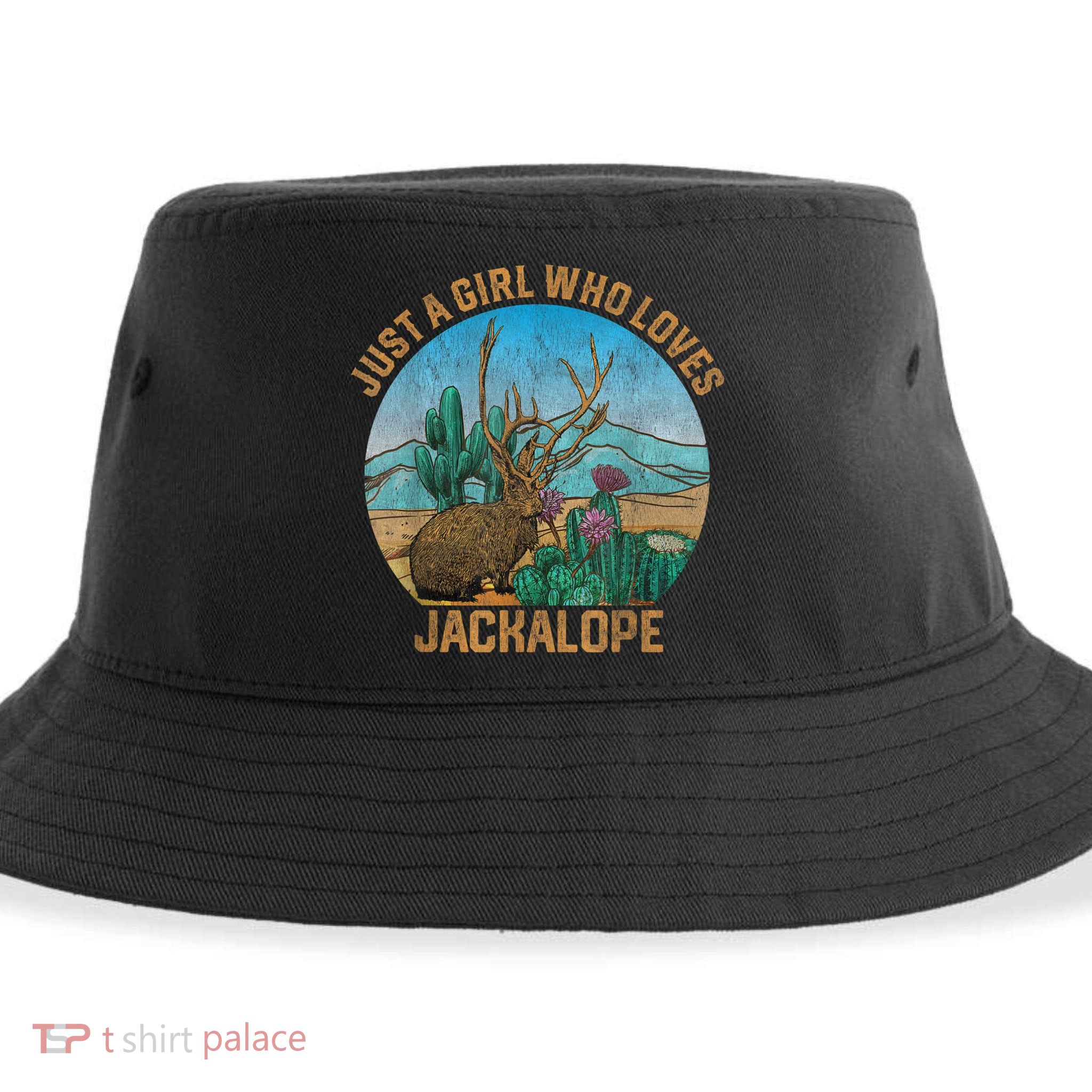 Retro Vintage Just A Girl Who Loves Jackalope Cryptozoology Sustainable Bucket Hat