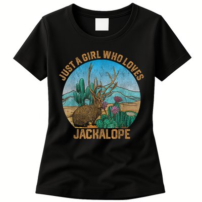 Retro Vintage Just A Girl Who Loves Jackalope Cryptozoology Womens T-Shirt