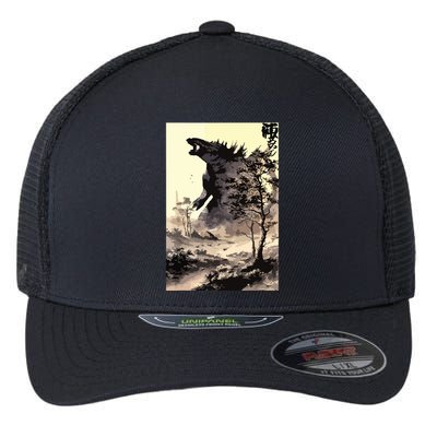 Retro Vintage Japanese Art Legendary Rare Kaiju Calligraphy Flexfit Unipanel Trucker Cap