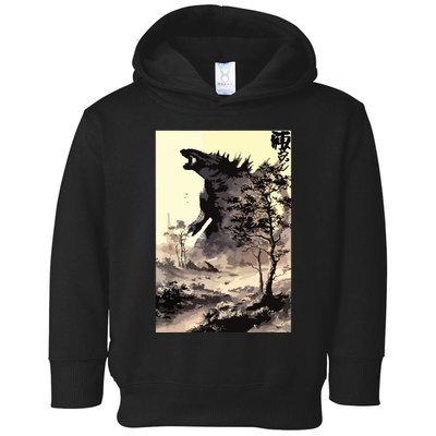 Retro Vintage Japanese Art Legendary Rare Kaiju Calligraphy Toddler Hoodie