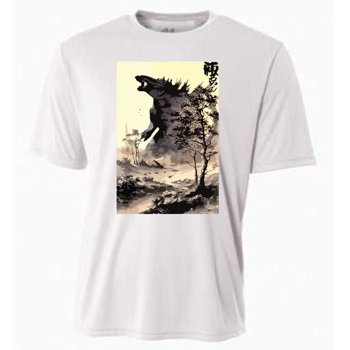 Retro Vintage Japanese Art Legendary Rare Kaiju Calligraphy Cooling Performance Crew T-Shirt