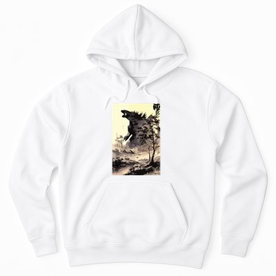 Retro Vintage Japanese Art Legendary Rare Kaiju Calligraphy Hoodie