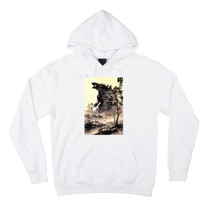 Retro Vintage Japanese Art Legendary Rare Kaiju Calligraphy Hoodie