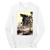 Retro Vintage Japanese Art Legendary Rare Kaiju Calligraphy Long Sleeve Shirt