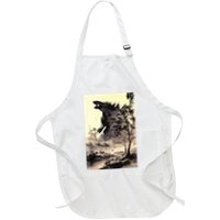 Retro Vintage Japanese Art Legendary Rare Kaiju Calligraphy Apron