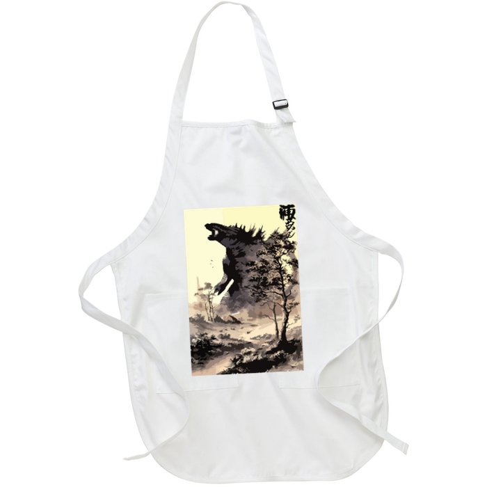 Retro Vintage Japanese Art Legendary Rare Kaiju Calligraphy Apron