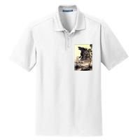 Retro Vintage Japanese Art Legendary Rare Kaiju Calligraphy Dry Zone Grid Polo