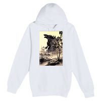 Retro Vintage Japanese Art Legendary Rare Kaiju Calligraphy Premium Pullover Hoodie