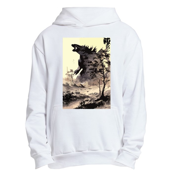 Retro Vintage Japanese Art Legendary Rare Kaiju Calligraphy Urban Pullover Hoodie