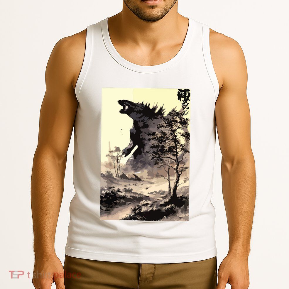 Retro Vintage Japanese Art Legendary Rare Kaiju Calligraphy Tank Top