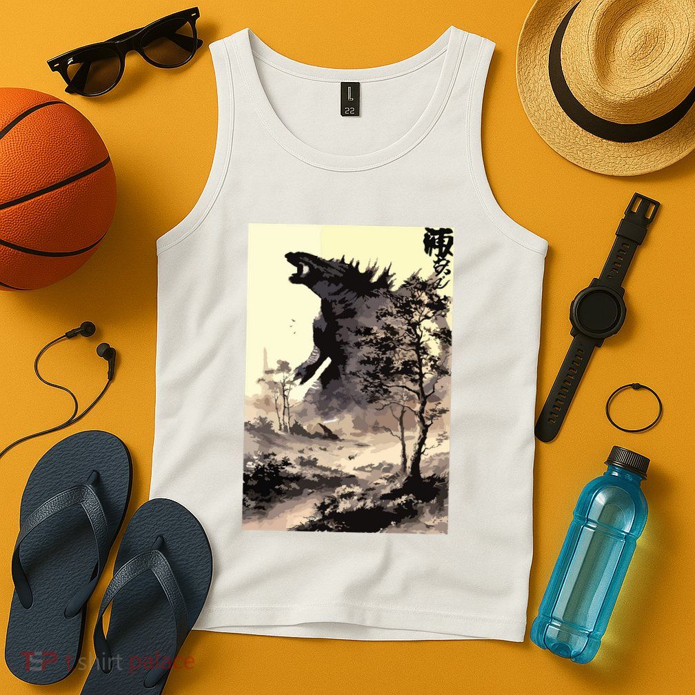 Retro Vintage Japanese Art Legendary Rare Kaiju Calligraphy Tank Top