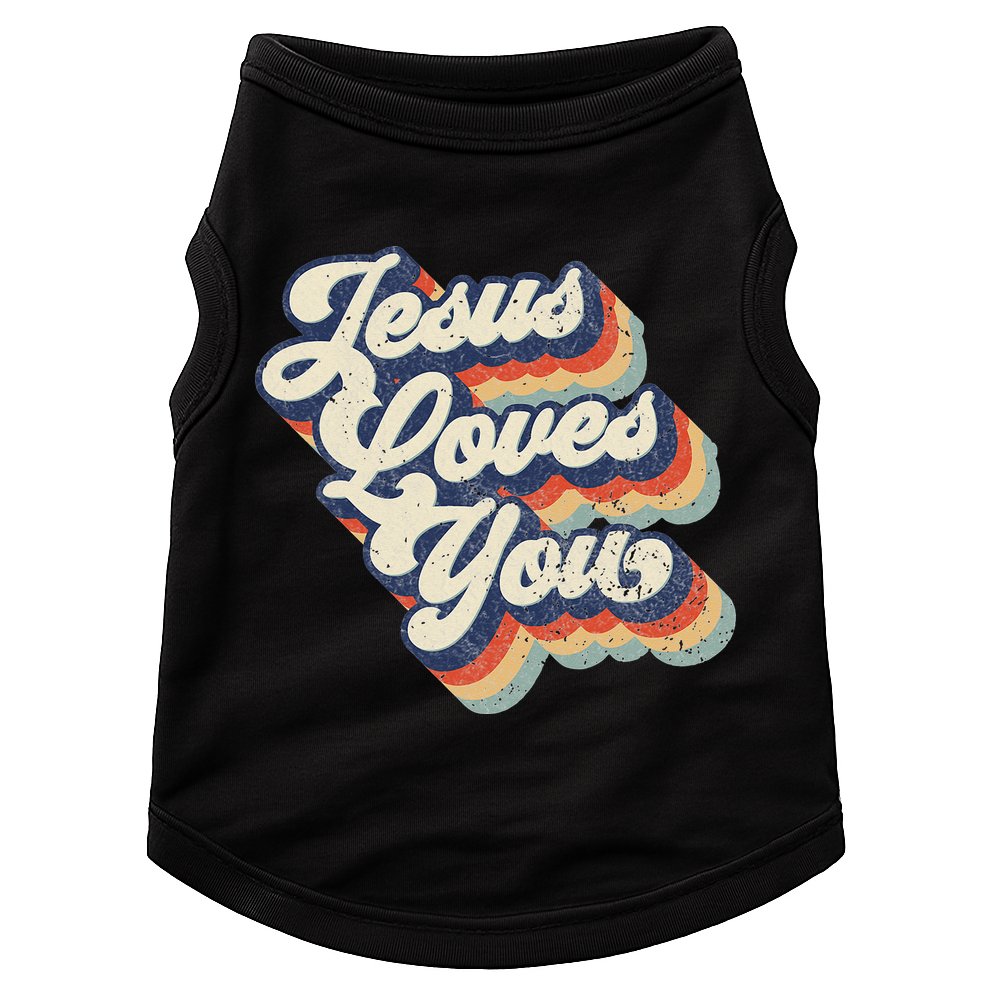 Retro Vintage Jesus Loves You Doggie Tank