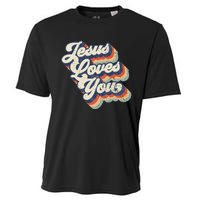 Retro Vintage Jesus Loves You Cooling Performance Crew T-Shirt