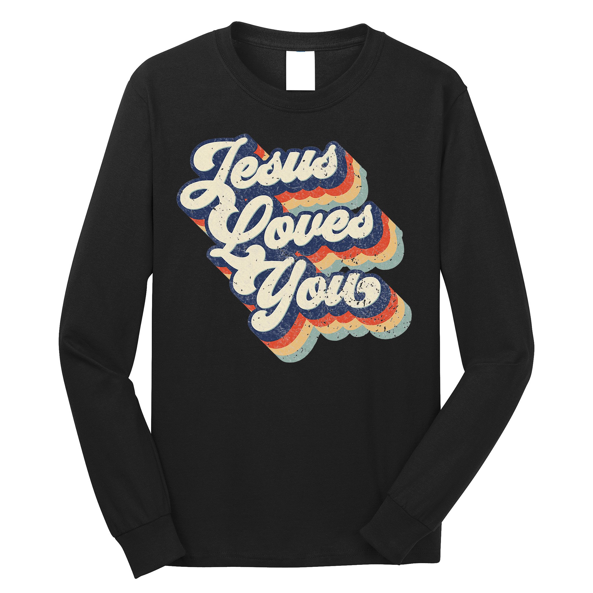 Retro Vintage Jesus Loves You Long Sleeve Shirt