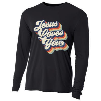 Retro Vintage Jesus Loves You Cooling Performance Long Sleeve Crew