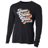 Retro Vintage Jesus Loves You Cooling Performance Long Sleeve Crew