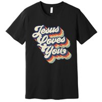 Retro Vintage Jesus Loves You Premium T-Shirt