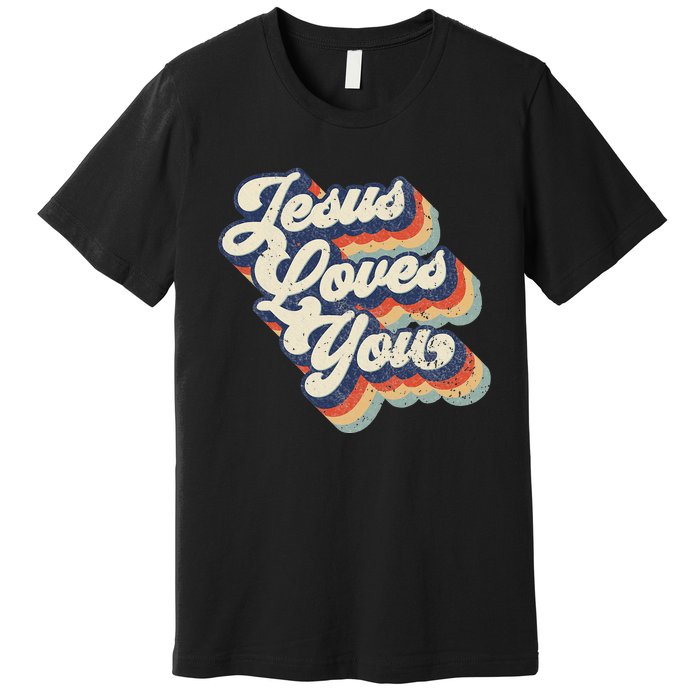 Retro Vintage Jesus Loves You Premium T-Shirt