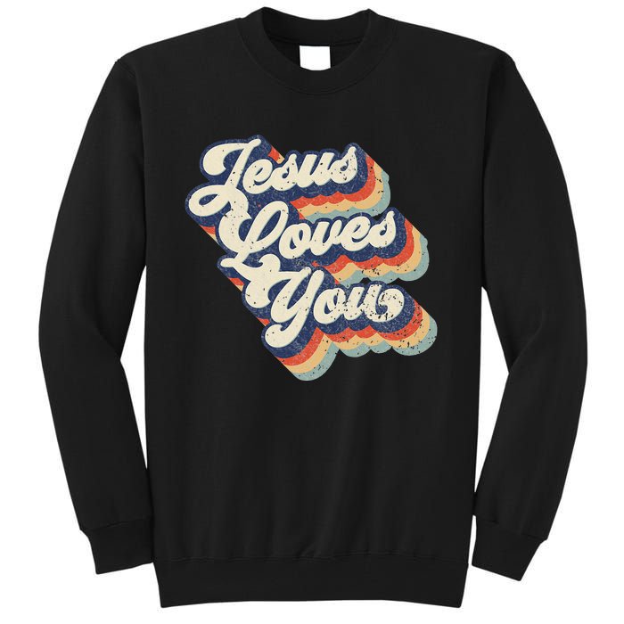 Retro Vintage Jesus Loves You Tall Sweatshirt