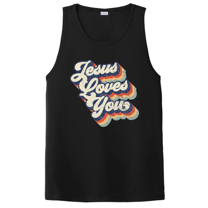 Retro Vintage Jesus Loves You PosiCharge Competitor Tank