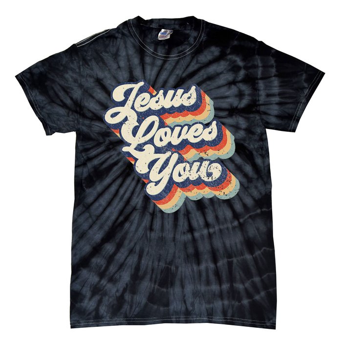 Retro Vintage Jesus Loves You Tie-Dye T-Shirt