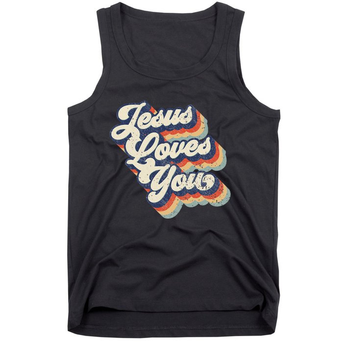 Retro Vintage Jesus Loves You Tank Top