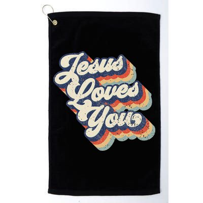 Retro Vintage Jesus Loves You Golf Towel