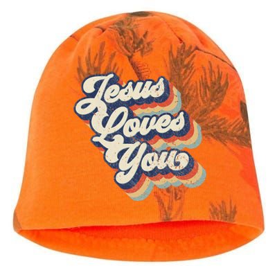 Retro Vintage Jesus Loves You Kati - Camo Knit Beanie