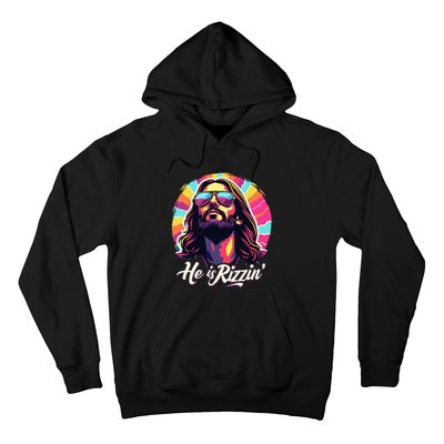 Retro Vintage Jesus Christian He Is Rizzin Jesus Is Rizzen Hoodie