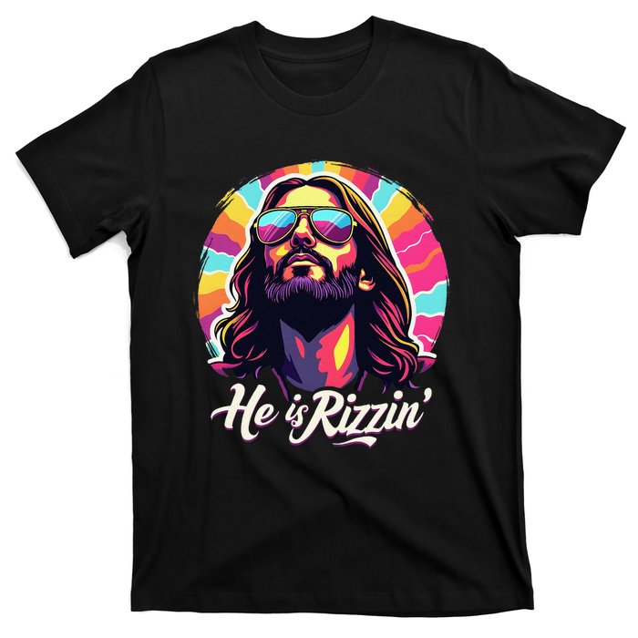 Retro Vintage Jesus Christian He Is Rizzin Jesus Is Rizzen T-Shirt