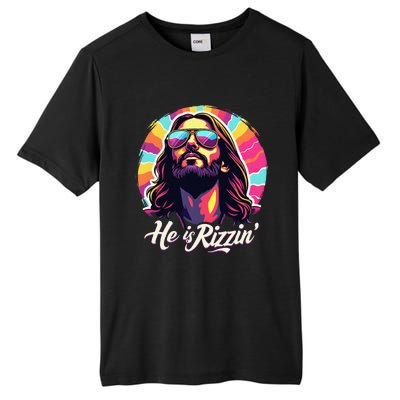 Retro Vintage Jesus Christian He Is Rizzin Jesus Is Rizzen Tall Fusion ChromaSoft Performance T-Shirt