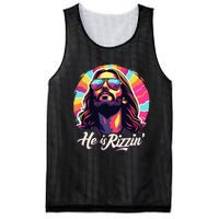 Retro Vintage Jesus Christian He Is Rizzin Jesus Is Rizzen Mesh Reversible Basketball Jersey Tank