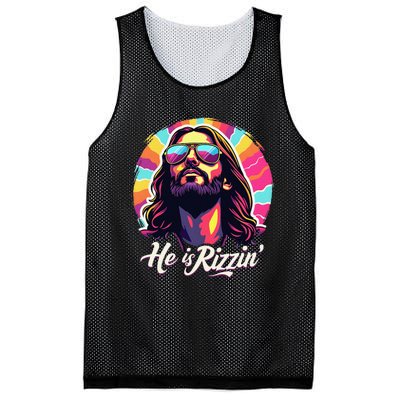 Retro Vintage Jesus Christian He Is Rizzin Jesus Is Rizzen Mesh Reversible Basketball Jersey Tank