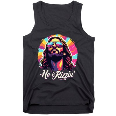 Retro Vintage Jesus Christian He Is Rizzin Jesus Is Rizzen Tank Top